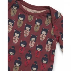 Baby jumpsuit long sleeve Faded red + aop