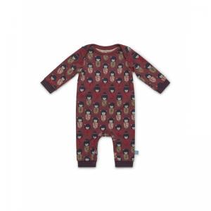 Baby jumpsuit long sleeve Faded red + aop