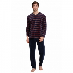 Herenpyjama in velours 803 donkerblauw