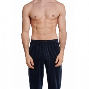 Herenpyjama in velours 803 donkerblauw