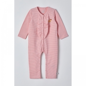 Kruippakje, lange mouw 943 wit-roze g