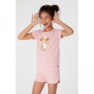 Meisjespyjama, korte mouwen 943 wit-roze g