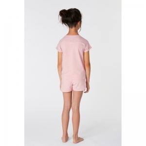 Damespyjama, korte mouwen 943 wit-roze  g