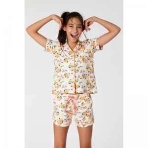 Damespyjama, korte mouwen 973 beige perzi