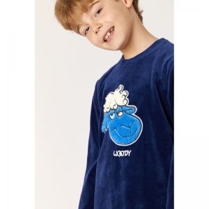 Jongenspyjama in velours 869 donkerblauw
