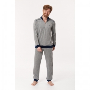 Heren homewear in velours 125 grijs mélan