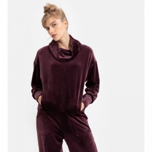 Dames homewear in velours 333 bordeaux