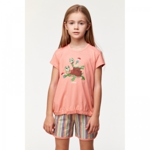 Meisjes pyjama, korte mouwen 491 koraal