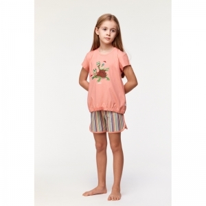 Meisjes pyjama, korte mouwen 491 koraal