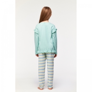 Meisjespyjama, lange mouwen 702 turquoise