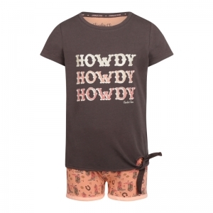 Girls short set ss grey brown