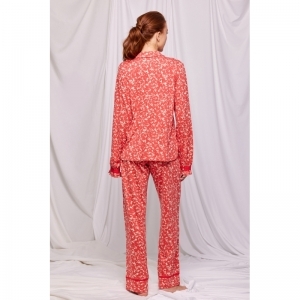 Dames pyjama, doorknoop 982 bloemen pri