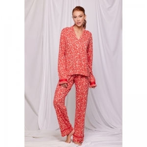 Dames pyjama, doorknoop 982 bloemen pri