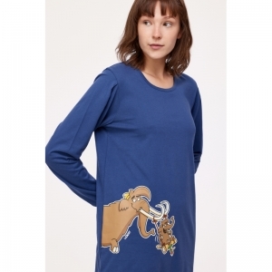 Damespyjama, lange mouwen 834 blauw