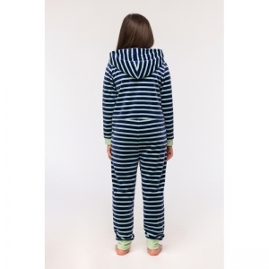 Onesie in velours 925 blauw-groen