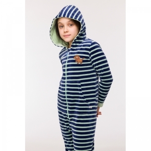 Onesie in velours 925 blauw-groen