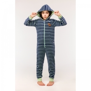 Onesie in velours 925 blauw-groen