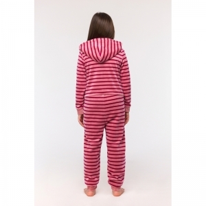 Onesie in velours 926 roze streep