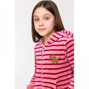 Onesie in velours 926 roze streep