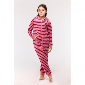 Onesie in velours 926 roze streep