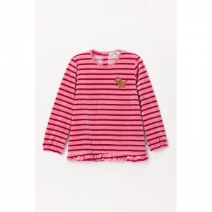 Meisjespyjama in warm velours 926 roze streep