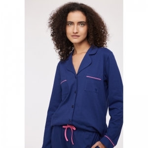 Dames pyjama, doorknoop 889 donkerblauw