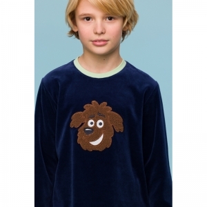 Jongenspyjama in velours 889 donkerblauw