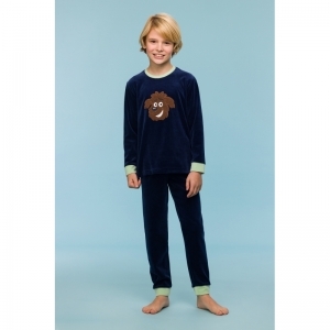 Jongenspyjama in velours 889 donkerblauw