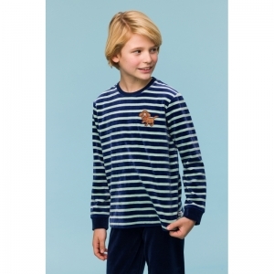 Jongenspyjama in velours 925 blauw-groen