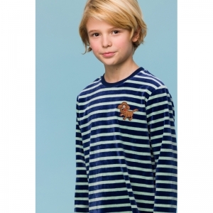 Jongenspyjama in velours 925 blauw-groen