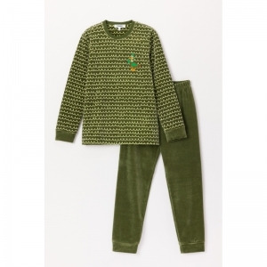 Jongenspyjama in velours 947 groene golf