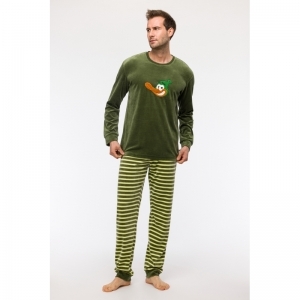 Herenpyjama in velours 753 kakigroen