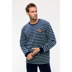 Herenpyjama in velours 925 blauw-groen