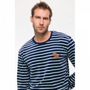 Herenpyjama in velours 925 blauw-groen