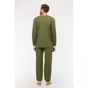 Herenpyjama, lange mouwen 753 kakigroen