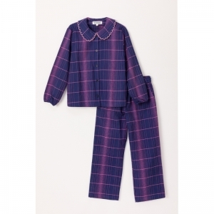 Meisjespyjama in flanel 938 blauw met r