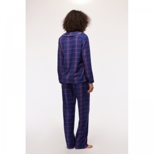 Damespyjama in flanel 938 blauw met r