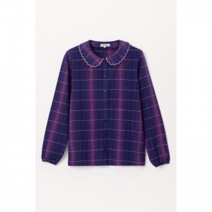 Damespyjama in flanel 938 blauw met r