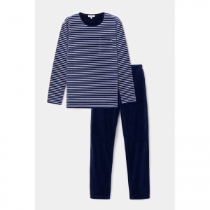 Herenpyjama in velours 927 blauwe stre