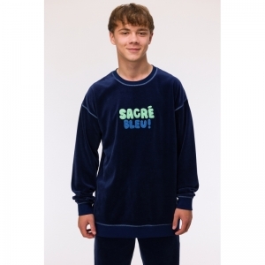 Jongenspyjama in velours 889 donkerblauw