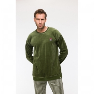 Herenpyjama in velours 753 kakigroen