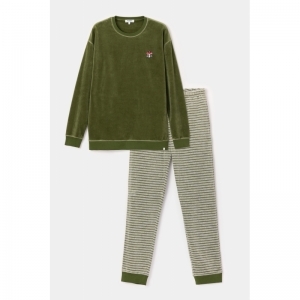 Herenpyjama in velours 753 kakigroen