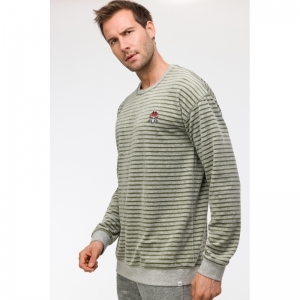 Herenpyjama in velours 931 groen-grijz