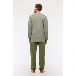 Herenpyjama, lange mouwen 921 kaki-grijze