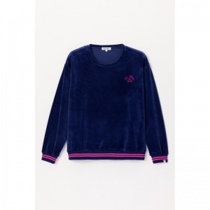 Damespyjama in velours 889 donkerblauw