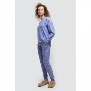 Dames pyjama, lange mouwen 987 roos-blauwe