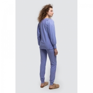 Dames pyjama, lange mouwen 987 roos-blauwe