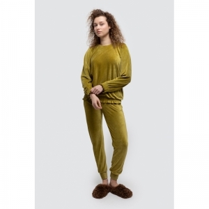 Dames homewear in velours 762 olijf