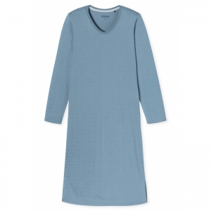 Dames slaapkleed, lange mouwen 808 blauw-grijs