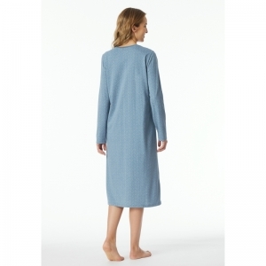 Dames slaapkleed, lange mouwen 808 blauw-grijs